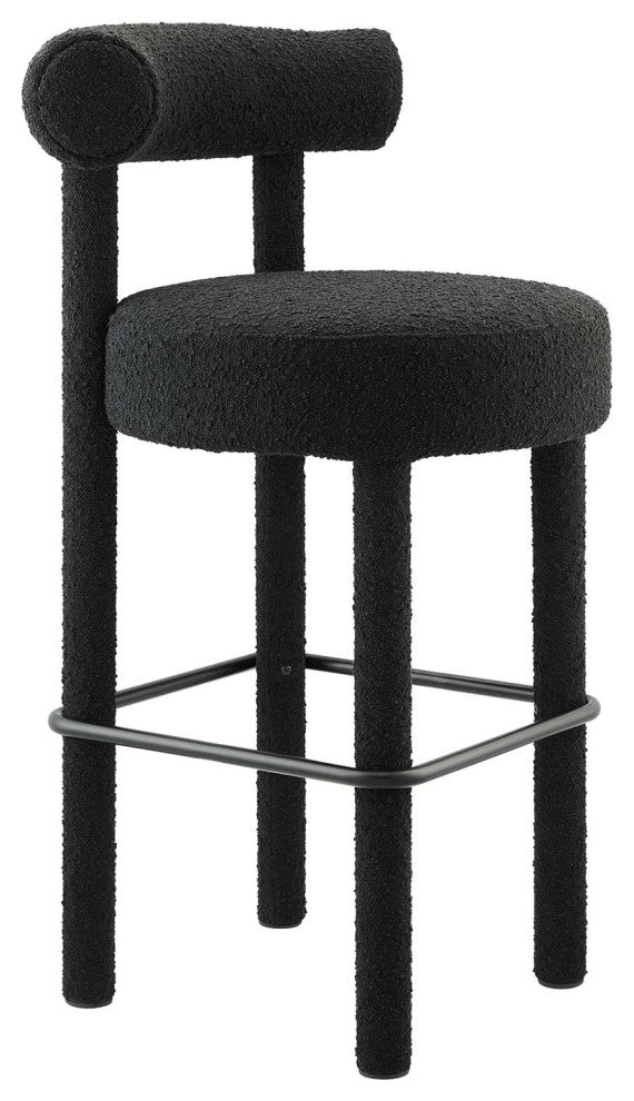 Toulouse Boucle Fabric Bar Stool - Black Black