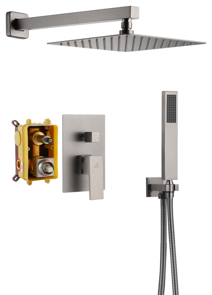 CASAINC 10 Inch Rain Shower Head with Handheld Spray Dual Head Shower System, Brushed Nickel