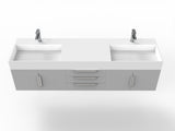 CastelloUSA Amazon 72" Wall Mounted Vanity Set, Gray, White Top, Brushed Nickel