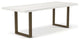 Brooks Dining Table, White Wash, Brass, 40"x92", U-Base