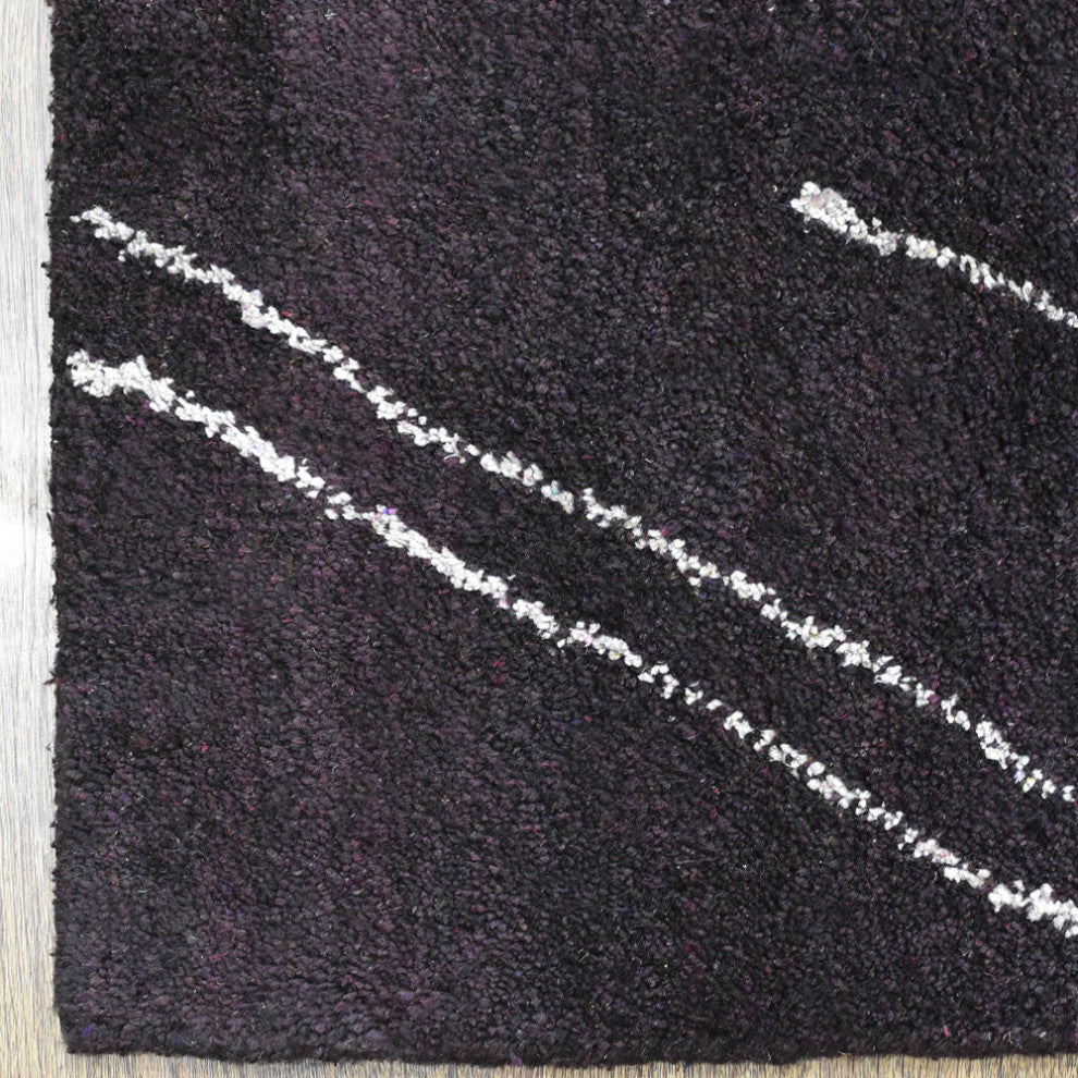 HAND KNOTTED LOOM SILK AREA RUGS-5'x8',Rectangle,Brown White,Contemporary