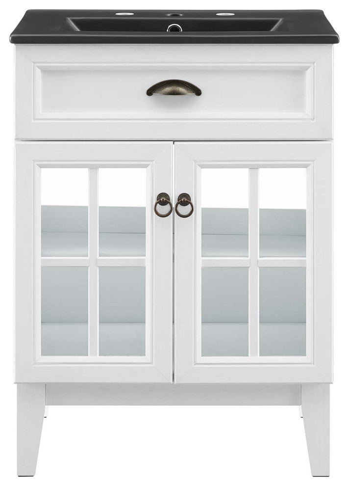 Isle 24" Bathroom Vanity Cabinet White Black -5476