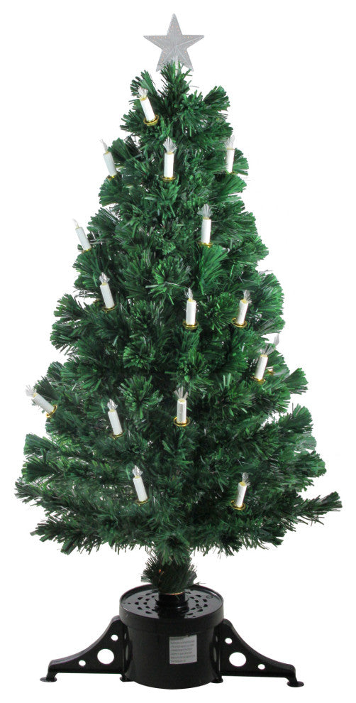 4' Pre-Lit Fiber Optic Artificial Christmas Tree With Candles Multi Lights