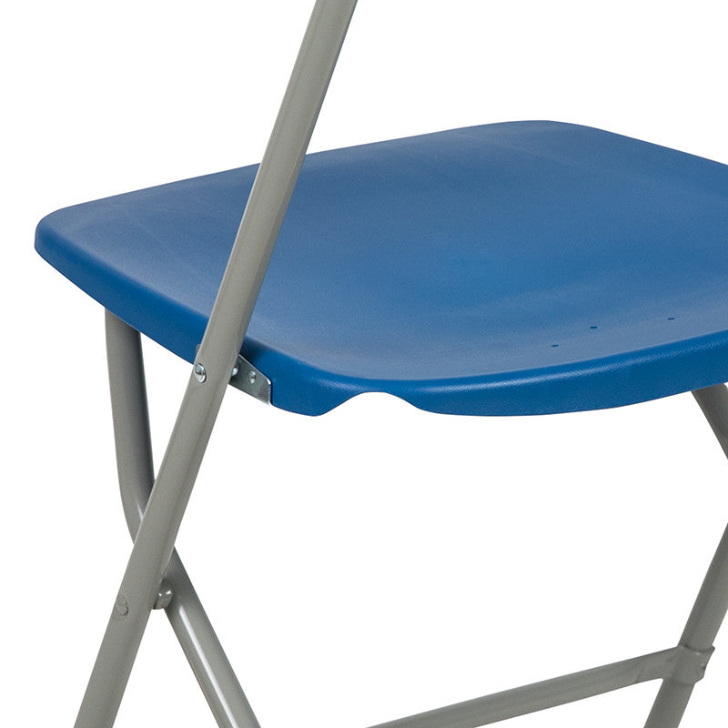 Hercules Series Plastic Folding Chair - 2 Pack 650LB Weight Capacity, Blue