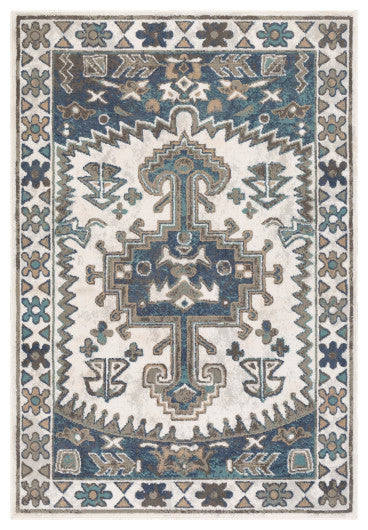 Surya Skagen SKG-2306 7'10"x10'2" Rug, Teal/Navy/Gray/Tan/Silver Gray/White