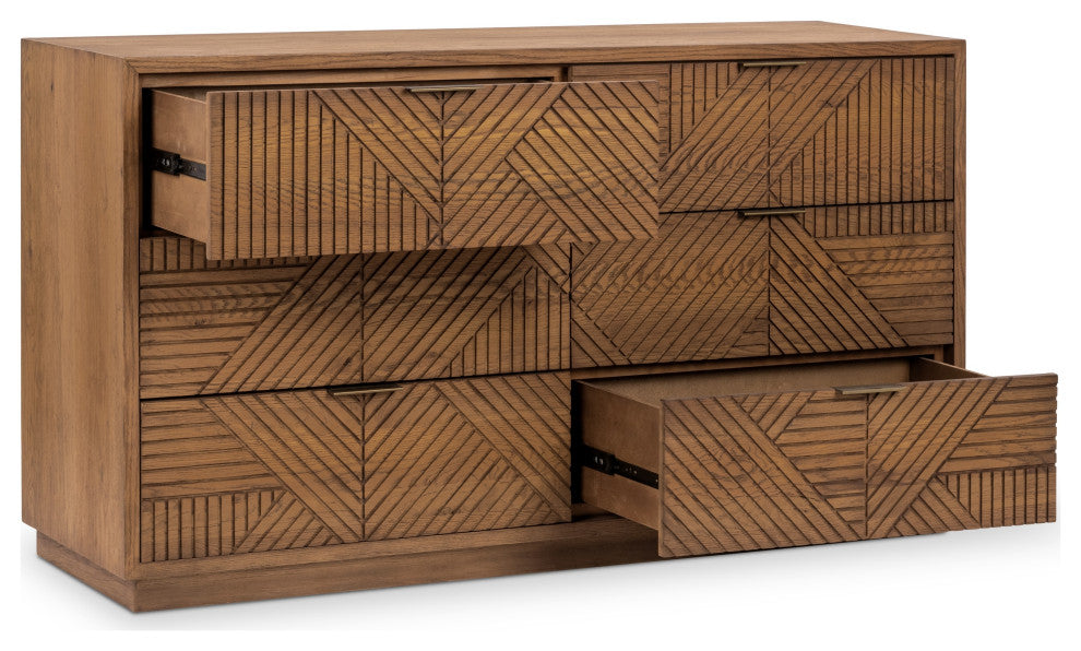 Santa Clara 6-Drawer Wood Dresser, Oak Golden