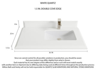 Elizabeth 36 Right Offset Bath Vanity in Dark Walnut Teak 1.5" White Quartz