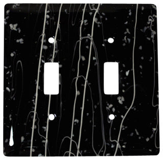 Double Wall Plate Switch, White Mardi Gras on Black, 5x5