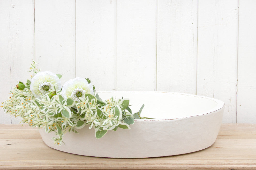 Grand Antique White Dough Bowl