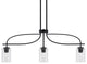 Cavella 3 Light Island Light, Matte Black Finish, 4" Clear Bubble Glass