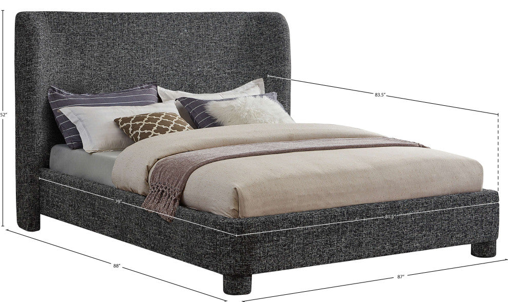 Penny Bed, Black, King, Linen Textured Fabric