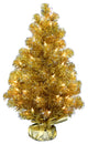 Vickerman G190825 2'X16" Gold Tinsel Artificial Christmas Tree, Clear Lights