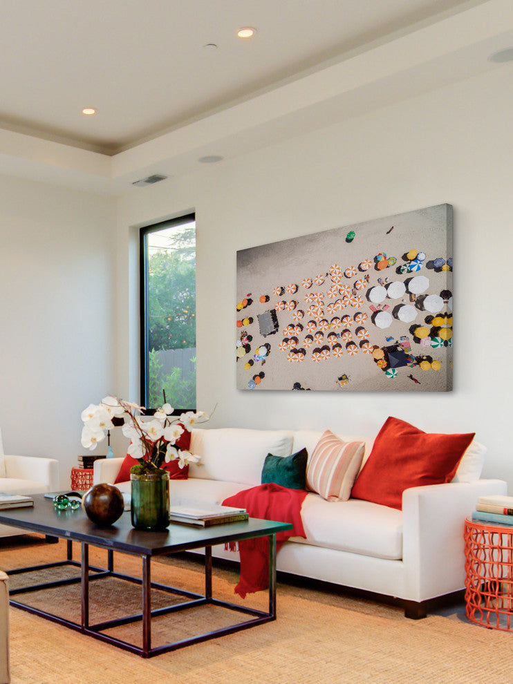 "Multicolored Umbrellas" Painting Print on Canvas