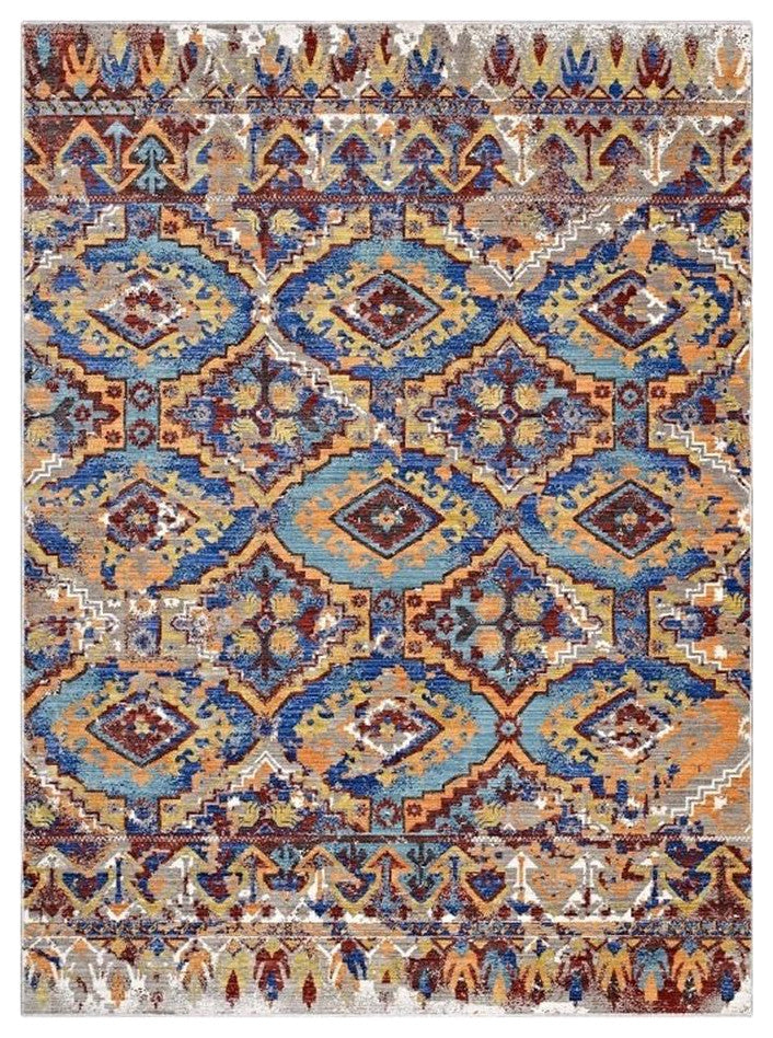 Centehua Distressed Southwestern Aztec 4x6 Area Rug in Multicolored
