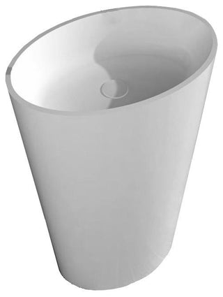 ADM Oval Freestanding Pedestal Sink, White, 24", Glossy White