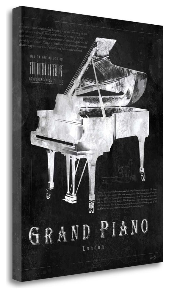"Black Print Grand Piano" By Eric Yang, Giclee Print on Gallery Wrap Canvas
