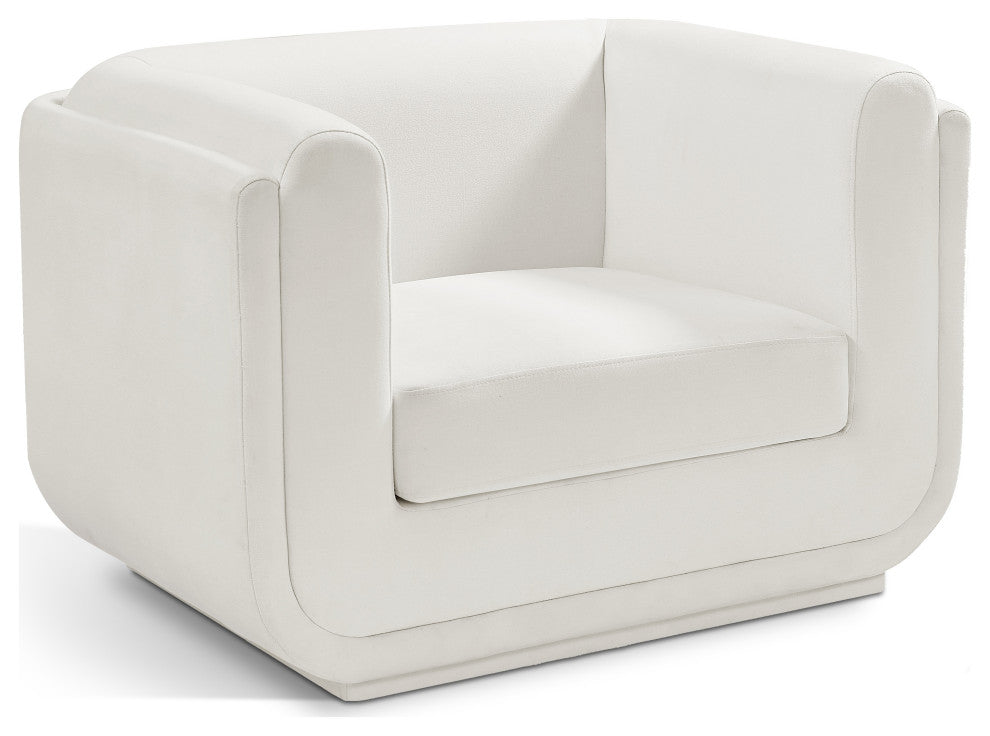 Kimora Linen Textured Fabric Upholstered Chair, Cream