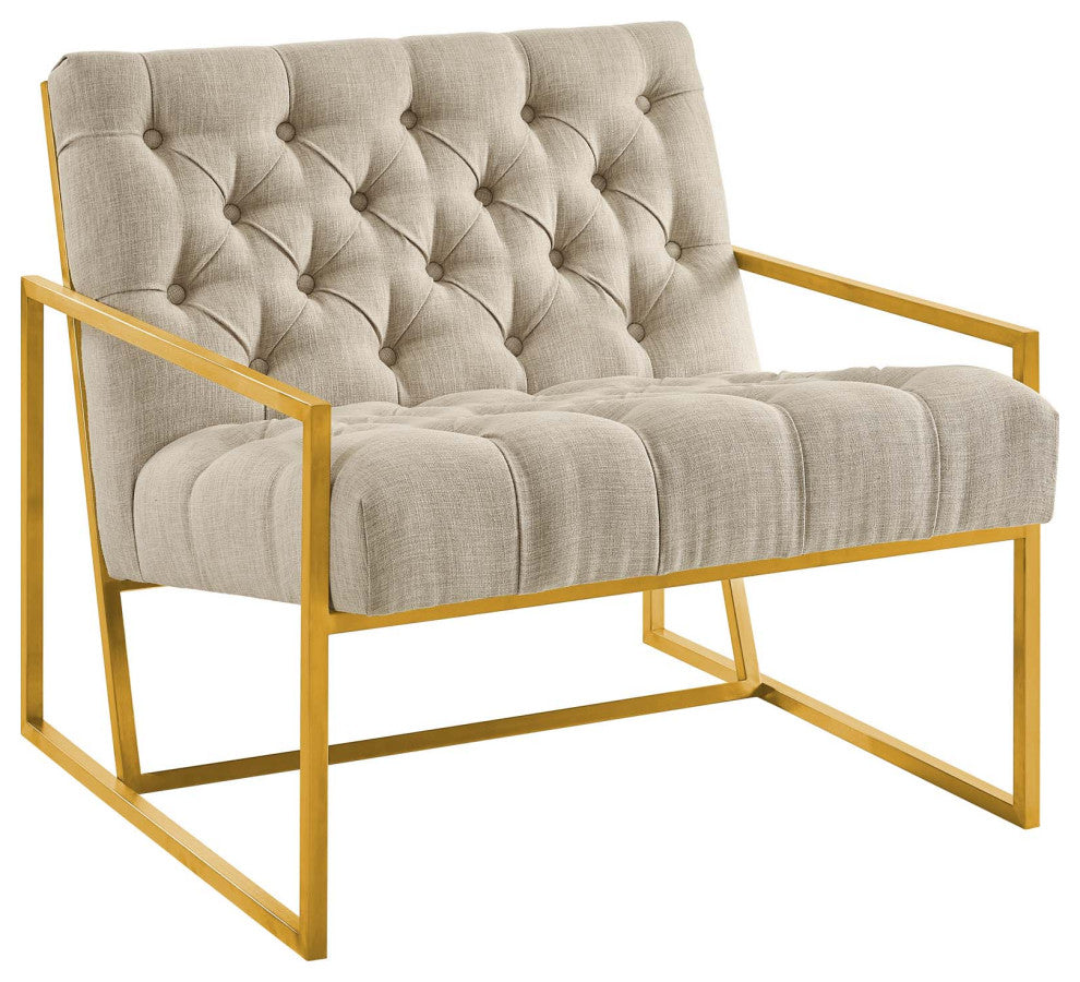 Bequest Gold Stainless Steel Upholstered Fabric Accent Chair