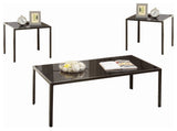 3 Piece Marble-like Table Set in Black