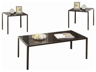 3 Piece Marble-like Table Set in Black