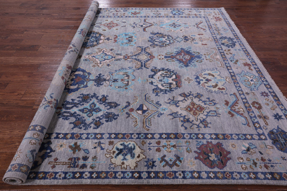 9' Square Handmade Turkish Oushak Wool Rug - Q13574