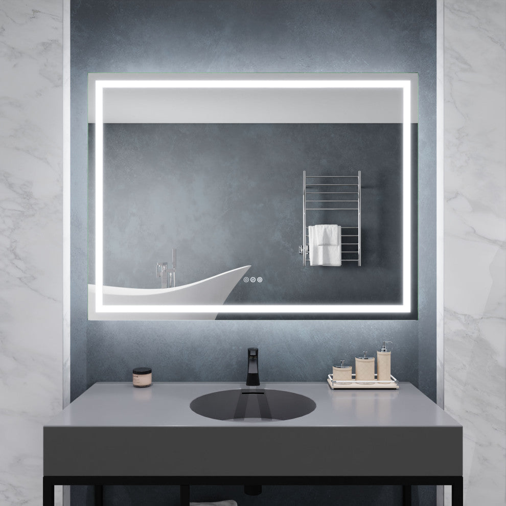 ANZZI 36" x 48" Frameless LED Front/Back Light Bathroom Mirror WithDefogger