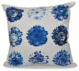 Gypsy Floral, Floral Print Pillow, Blue, 16"x16"