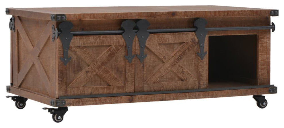 Vidaxl Coffee Table Solid Fir Wood 35.8"x20.1"x15" Brown