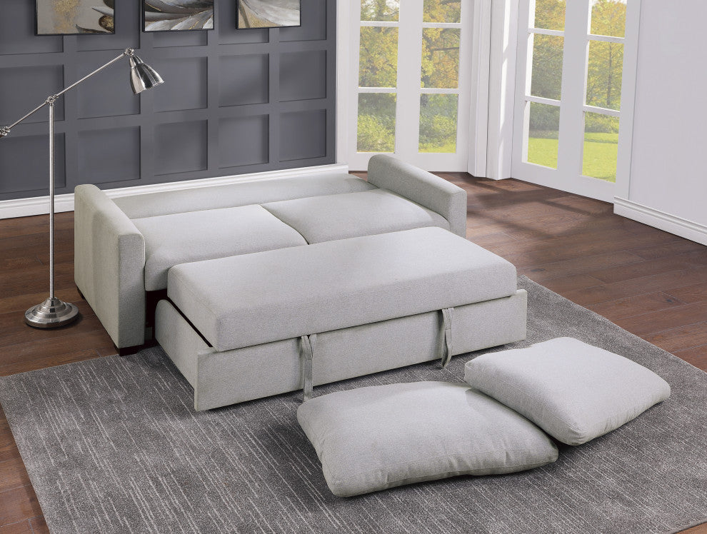 Wallstone Convertible Studio Sofa With Pull-Out Bed, Gray Color