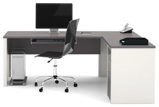 Bestar Connexion L-Shaped Desk in Sandstone