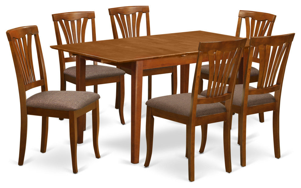 7 Pc Dinette Set For Small Spaces Table With Leaf And 6 Dining Chairs