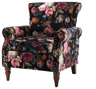 Wooden Upholstered Armchair, Black