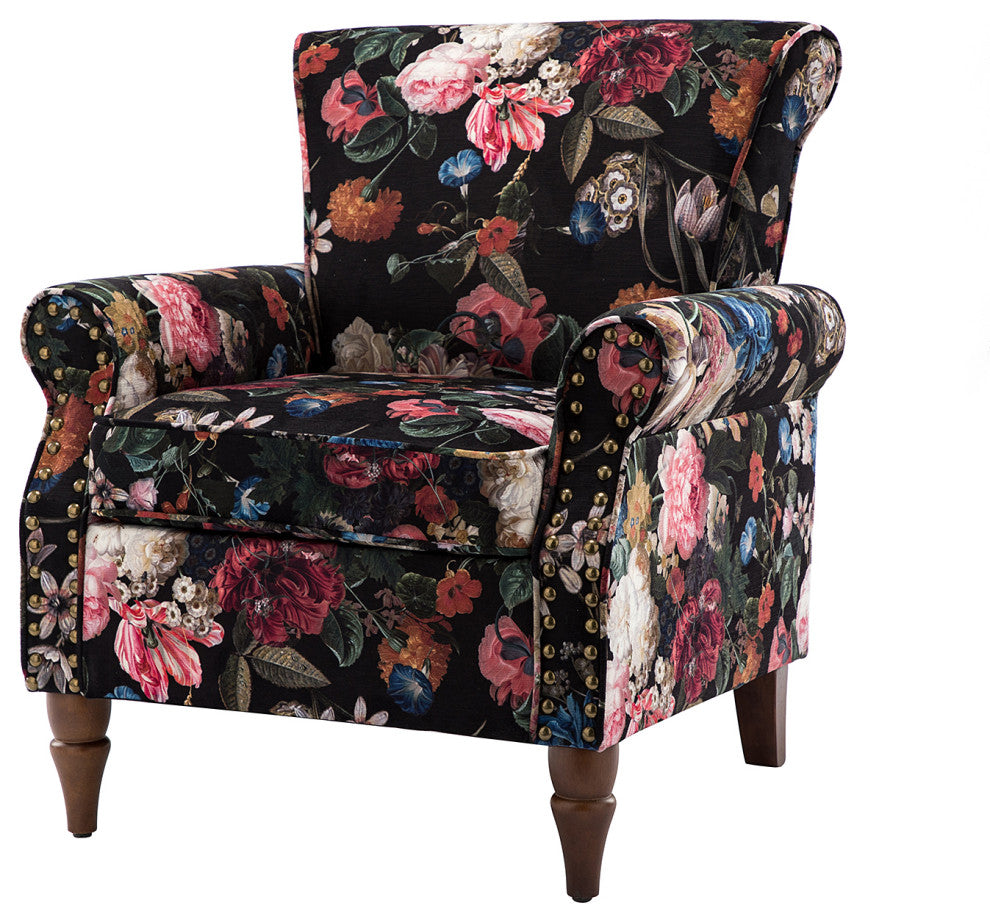 Wooden Upholstered Armchair, Black