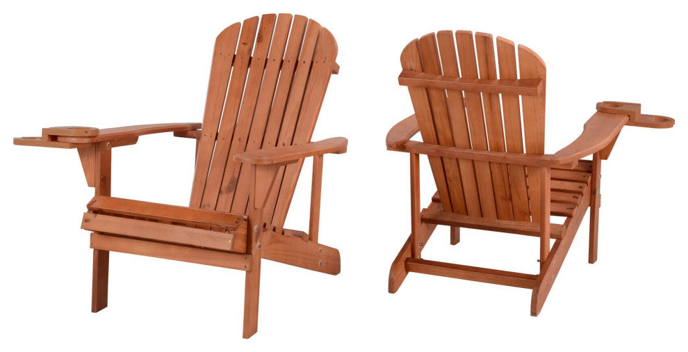 Earth Collection Adirondack Chair With phone and cup holder, Walnut, Two Adirond
