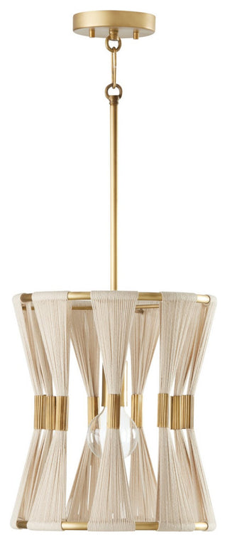 Capital Lighting Bianca 1-Light Pendant, Bleached Natural Rope/Patina Brass