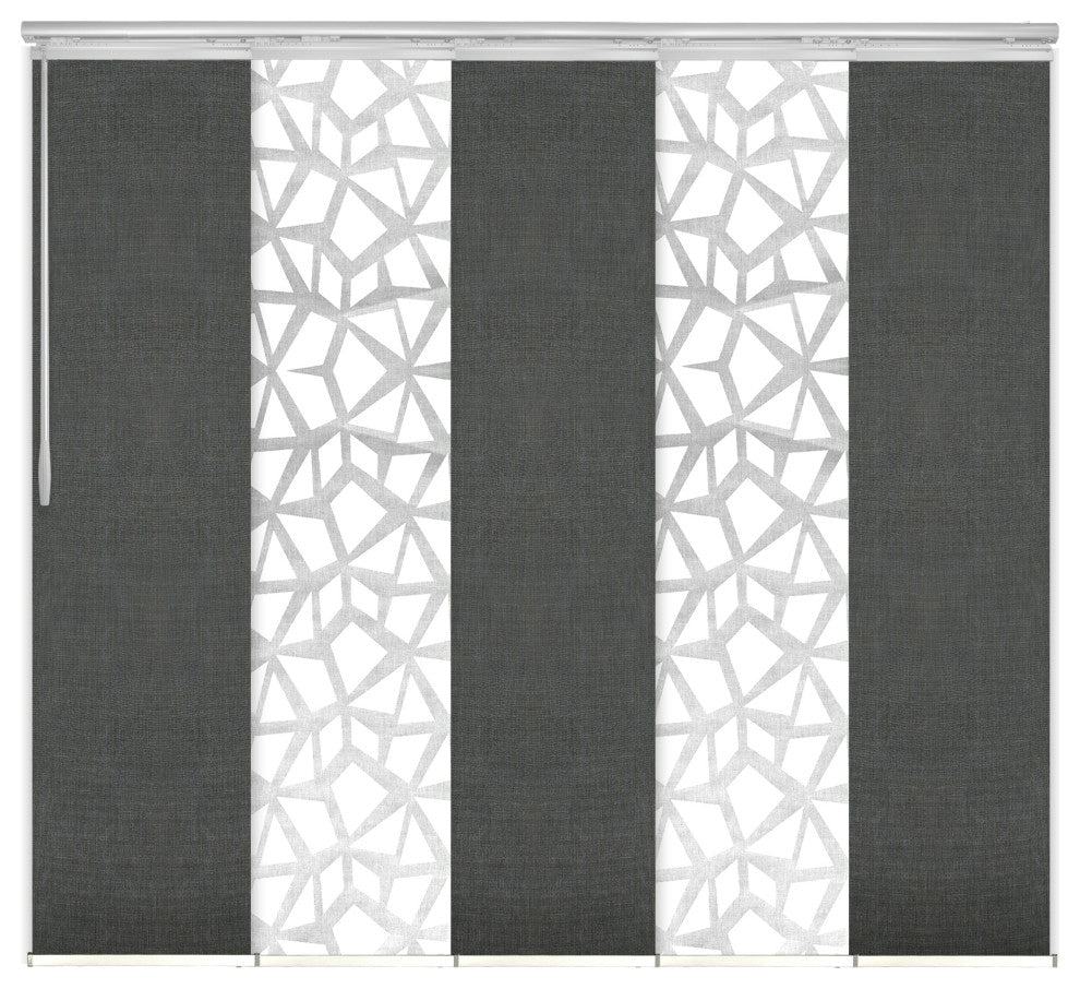 Scattered-Koala Gray 5-Panel Track Extendable Vertical Blinds 58-110"x94"