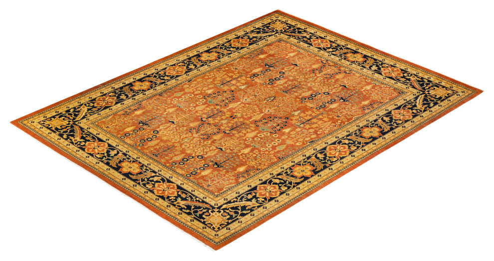 Eclectic, One-of-a-Kind Hand-Knotted Area Rug Orange, 9' 2" x 11' 10"