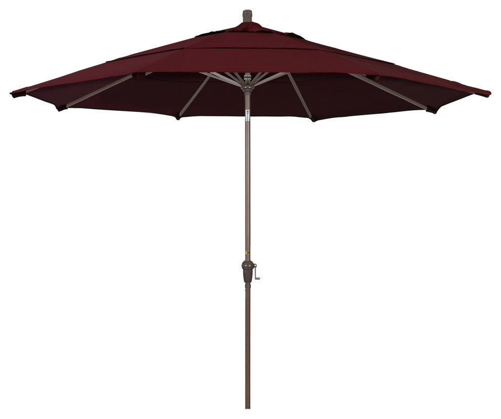 11' Champagne Auto-Tilt Crank Aluminum Umbrella, Burgundy Pacifica