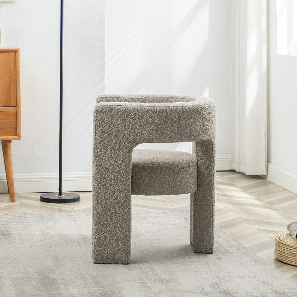 28" Wide Boucle Upholstered Square Armchair, Oatmeal