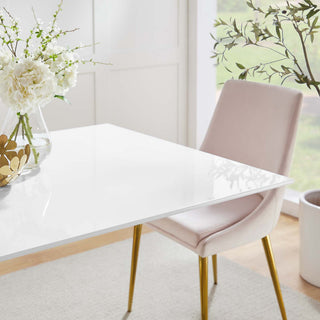 Gold White Lippa 60" Rectangle Wood Dining Table