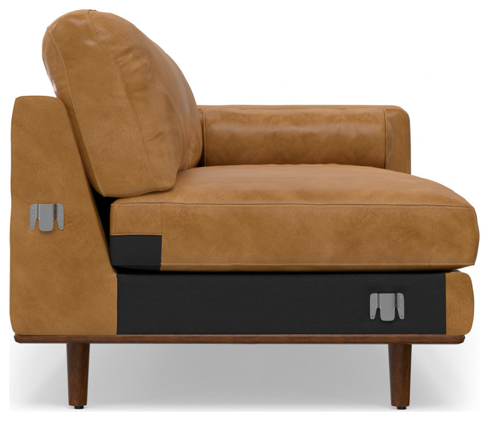 Morrison Mid Century Left Sectional Wide Sofa Tightly Woven Performance Fabric, Sienna