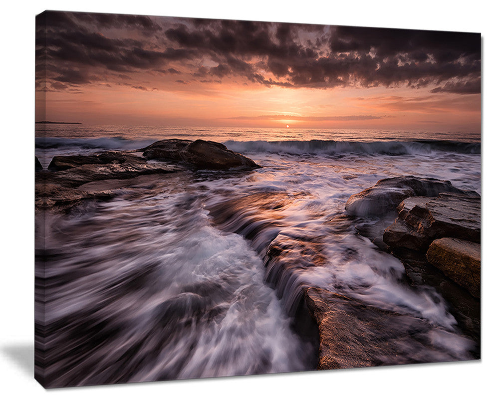 "Exotic Flow of Waters Over Rocks" Seascape Wall Art, 40"x30"