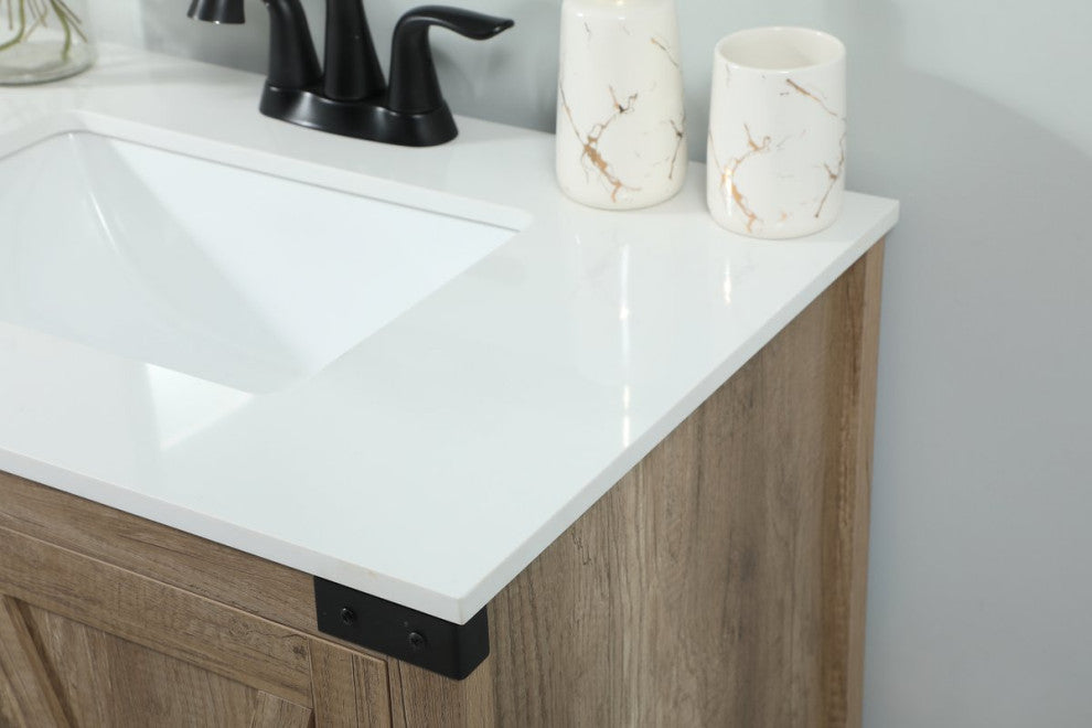 Home Living 19" Farmhouse Natural Oak-Light Bathroom Vanity