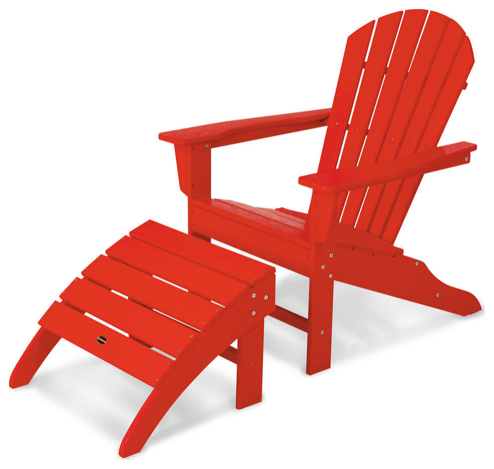 Polywood South Beach Adirondack 2-Piece Set, Sunset Red