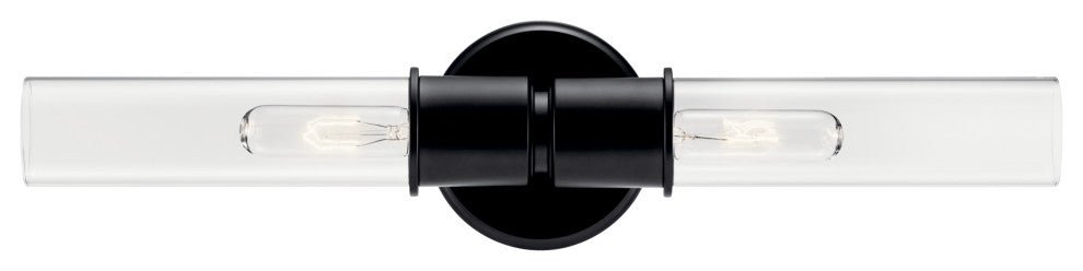 Aviv 24" 2 Light Wall Sconce With Clear Glass, Black