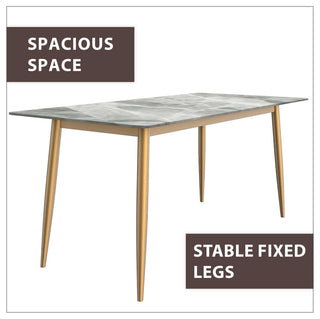 Zayle Dining Table with Rectangular Tabletop in Steel, Light Grey, 71" Wide