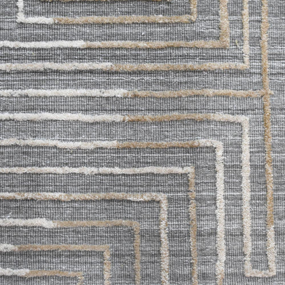 HAND WOVEN FLAT WEAVE KILIM POLYESTER RUGS -Rectangle,Gray Multicolor,Geometric, [Runner] 2'6''x10'