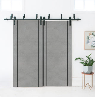Barn Bypass Doors 84 x 96 | Planum 0016 Concrete with  | Sturdy 8ft