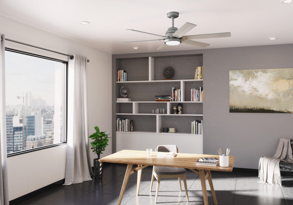 WiFi Gravity Ceiling Fan, LED Light Kit and Handheld Remote, Matte Silver, 60"