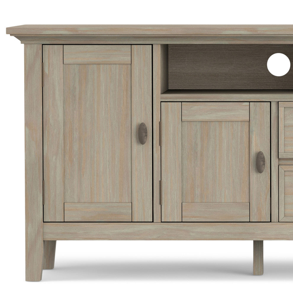 Redmond Solid Wood 72 Inch Tv Media Stand In Distressed Grey For Tvs Up To 80"